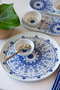 Hermia Juego de desayuno de porcelana 14 piezas blanco y azul